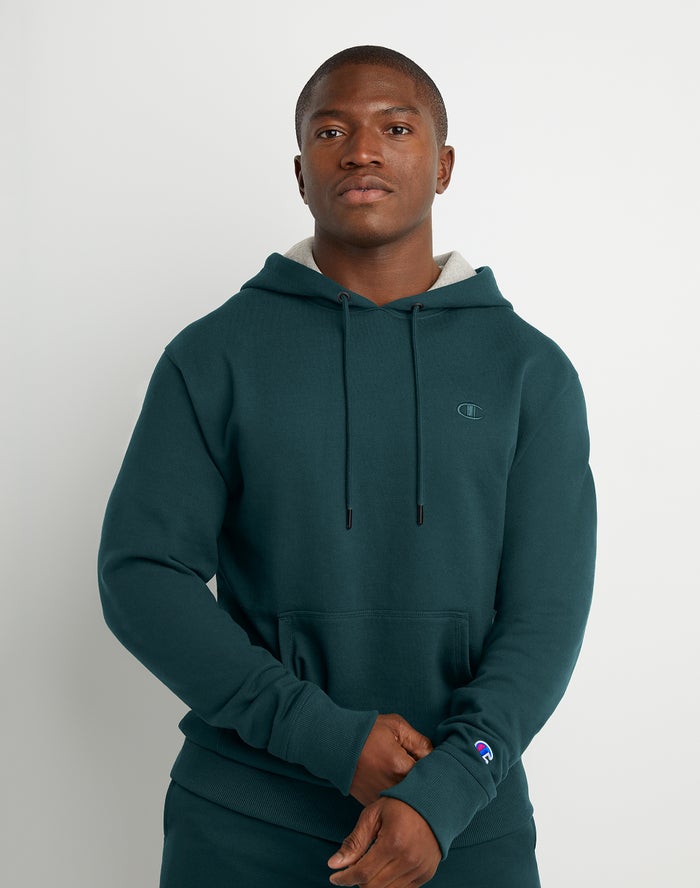 Champion Hoodie Heren - Groen - Powerblend Fleece C Logo ( 827643-NCE )